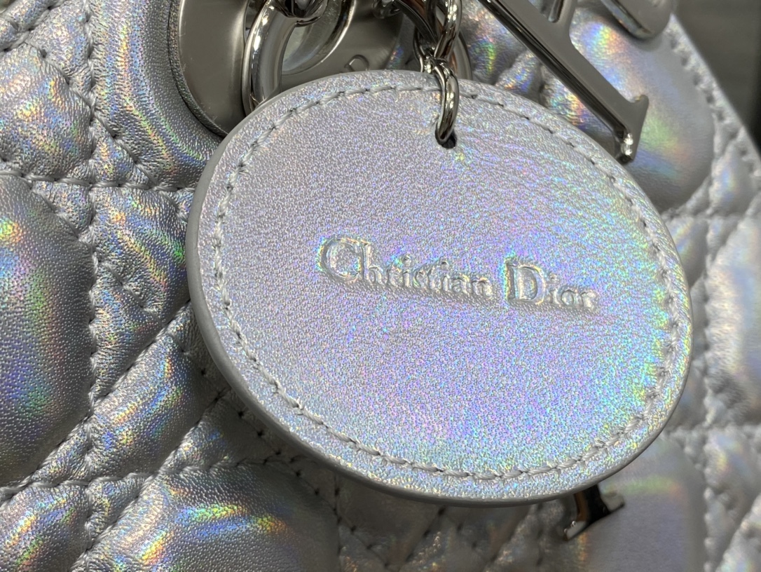 Small Lady Dior My ABCDior Bag Silver Cannage Lambskin